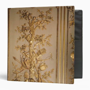 Hunting scene, wood panelling from dining binder