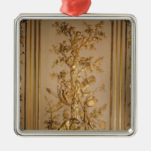 Hunting scene, wood panelling  from dining metal ornament