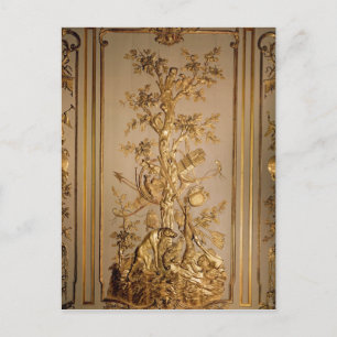Hunting scene, wood panelling  from dining postcard