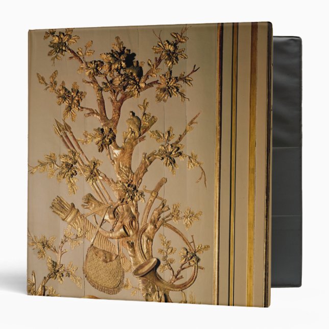 Hunting scene, wood panelling from dining room binder (Front/Inside)