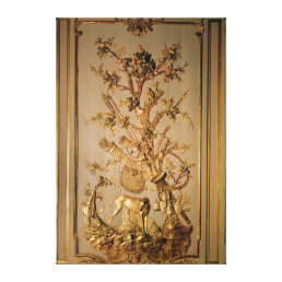 Hunting scene, wood panelling from dining room canvas print