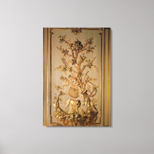 Hunting scene wood panelling from dining room canvas print