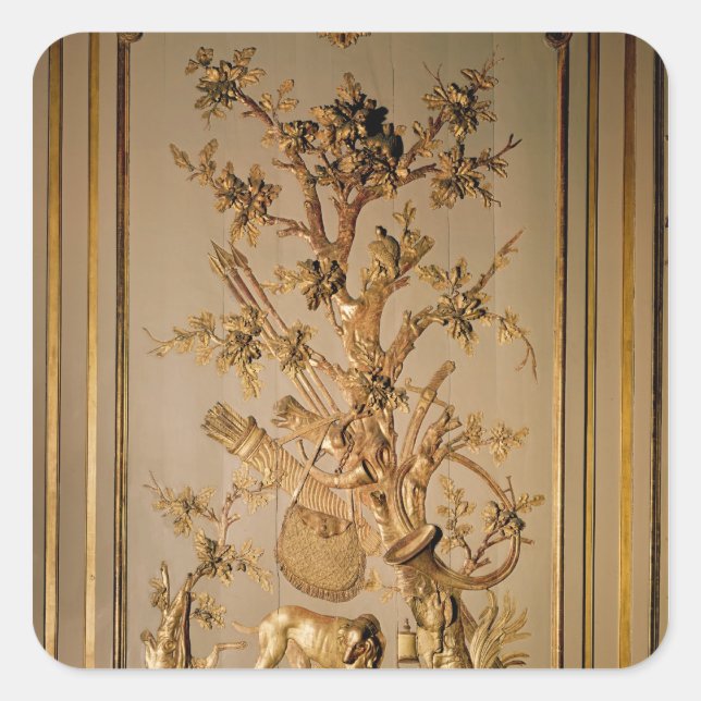 Hunting scene, wood panelling from dining room square sticker (Front)