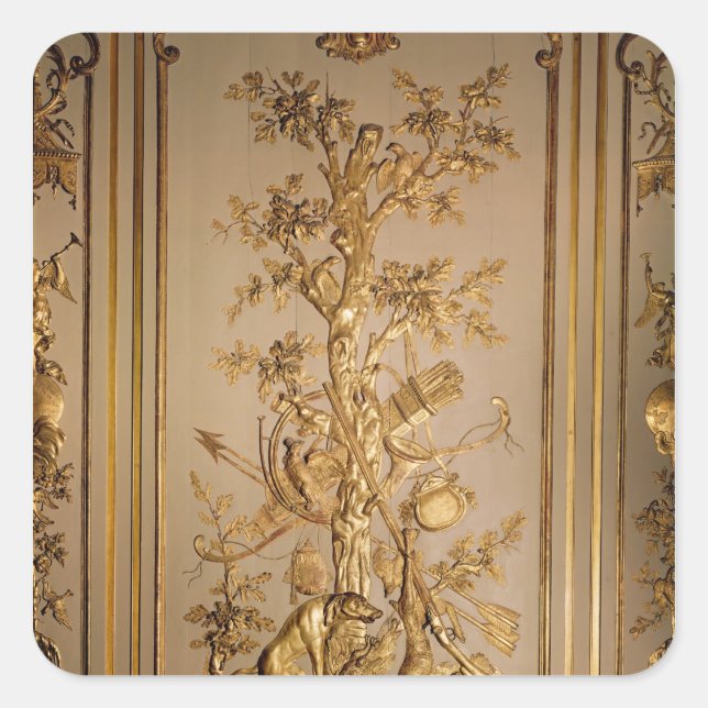 Hunting scene, wood panelling  from dining square sticker (Front)