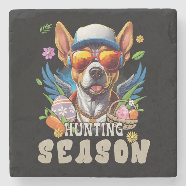 Hunting Season Deer Easter Egg Stone Coaster (Front)