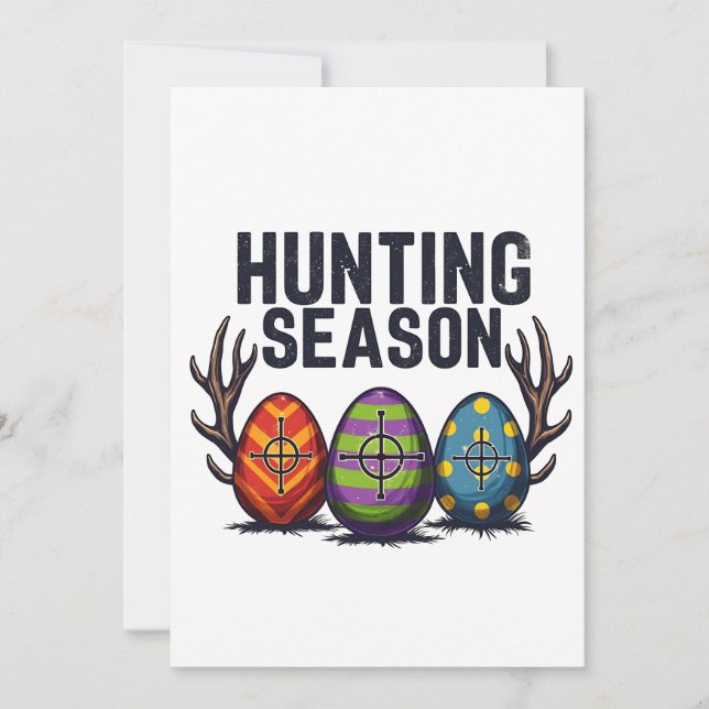 Hunting Season Easter Hunting Eggs Funny  Holiday Card (Front)