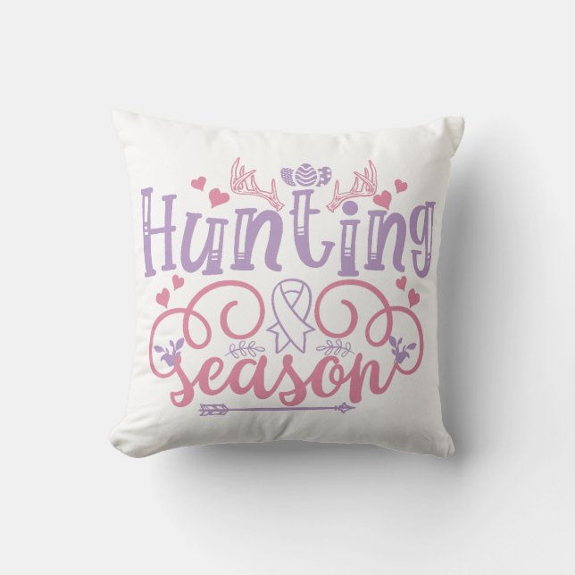 Hunting Season Easter Quote Throw Pillow (Front)