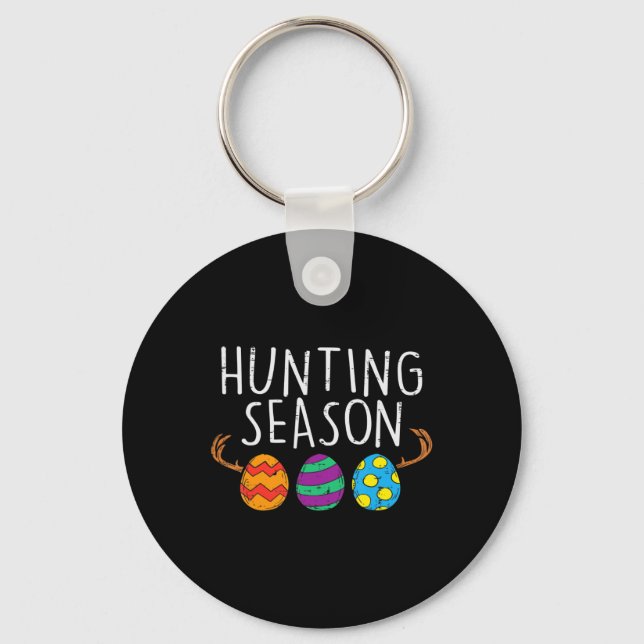 Hunting Season Eggs Deer Funny Easter Day Egg Hunt Keychain (Front)