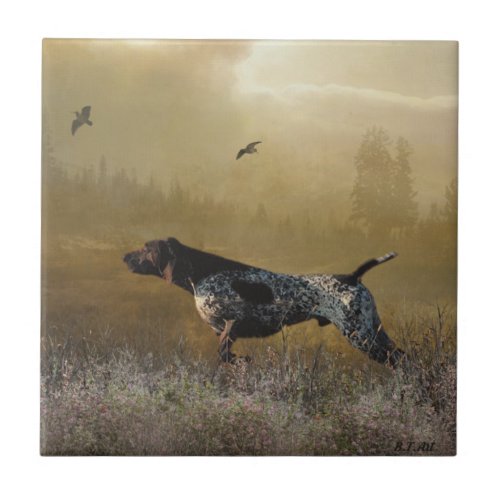 Hunting season  German shorthaired pointer Tapest Ceramic Tile