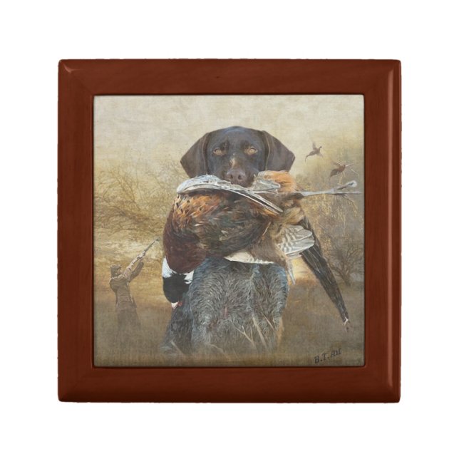 Hunting season , German Wirehaired Pointer  Tapest Gift Box (Front)