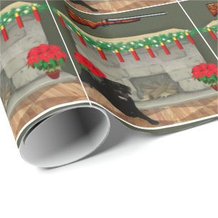 Hunting Shotgun Shells Fireplace and Dog Christmas Wrapping Paper