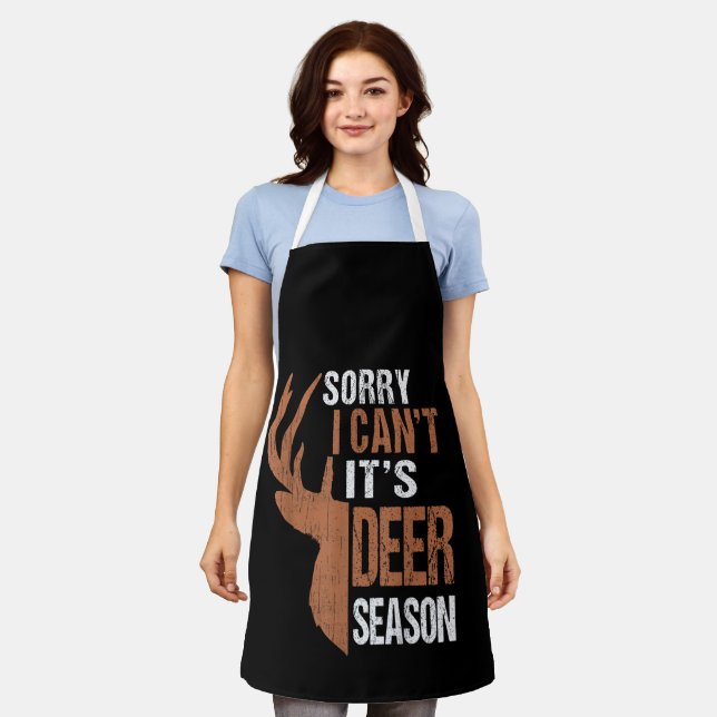 Hunting Sorry Its Deer Season Funny Hunter Dad Vin Apron (Worn)