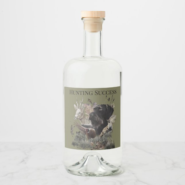 Hunting Success,Deutsch Drahthaar  Liquor Bottle Label (Front)