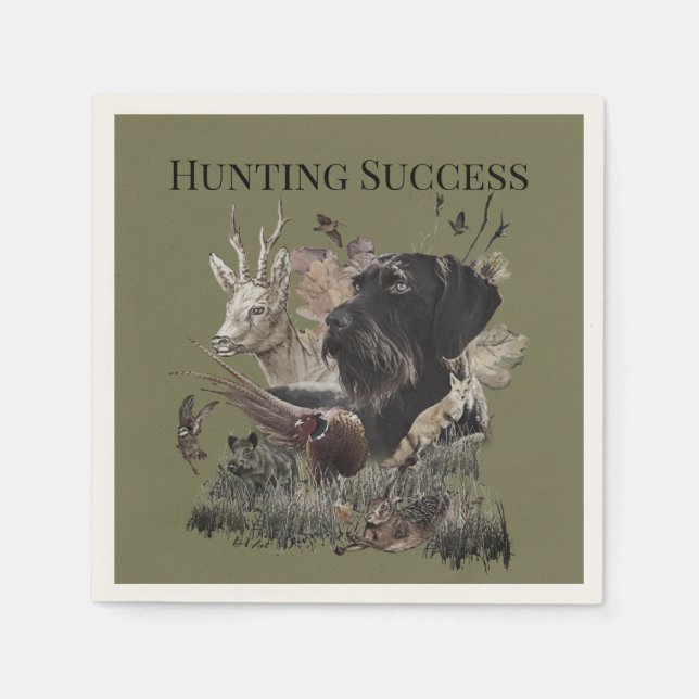 Hunting Success,Deutsch Drahthaar  Napkins (Front)