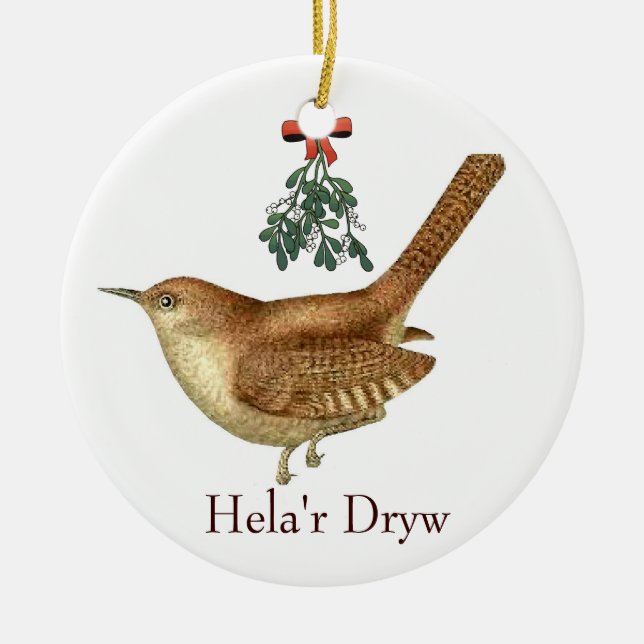 Hunting the Wren Ceramic Ornament (Front)