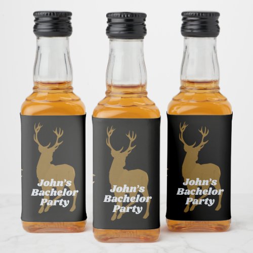 Hunting Theme Deer Antlers Bachelor Party Liquor Bottle Label