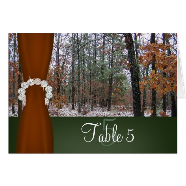 Hunting Theme Winter Scene Camo Table Number Cards (Front Horizontal)