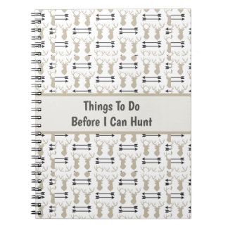 Hunting Theme with Deer Antlers and Bow Notebook