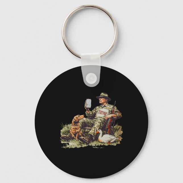 Hunting Trump Camouflage Funny Duck Hunting Season Keychain (Front)
