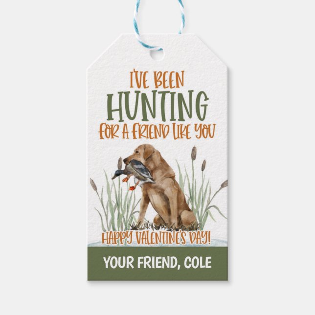 Hunting Valentine Duck Dog Favor Tag (Front)