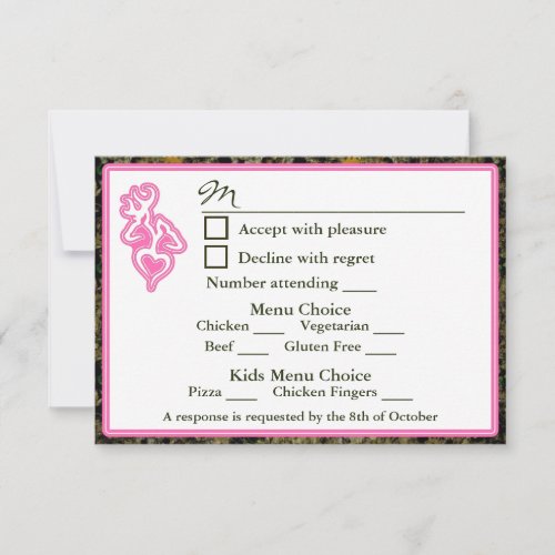 Hunting Wedding 4 Menu  Kids Menu Choice RSVP