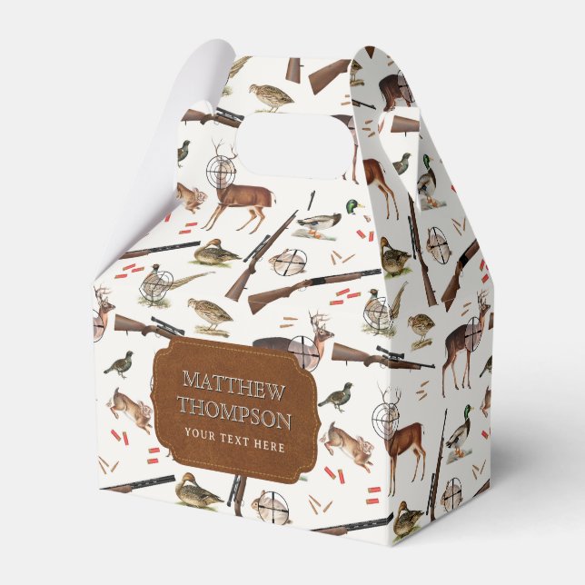 Hunting Wildlife Outdoorsman Pattern Favor Boxes (Front Side)