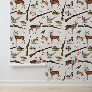 Hunting Wildlife Outdoorsman Pattern Mancave Wallpaper