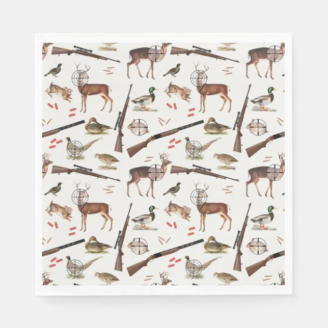 Hunting Wildlife Outdoorsman Pattern Napkins (Front)