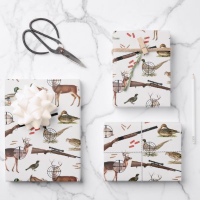 Hunting Wildlife Outdoorsman Pattern Wrapping Paper Sheets