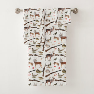 Hunting Wildlife Outdoorsman Theme Bath Towel Set