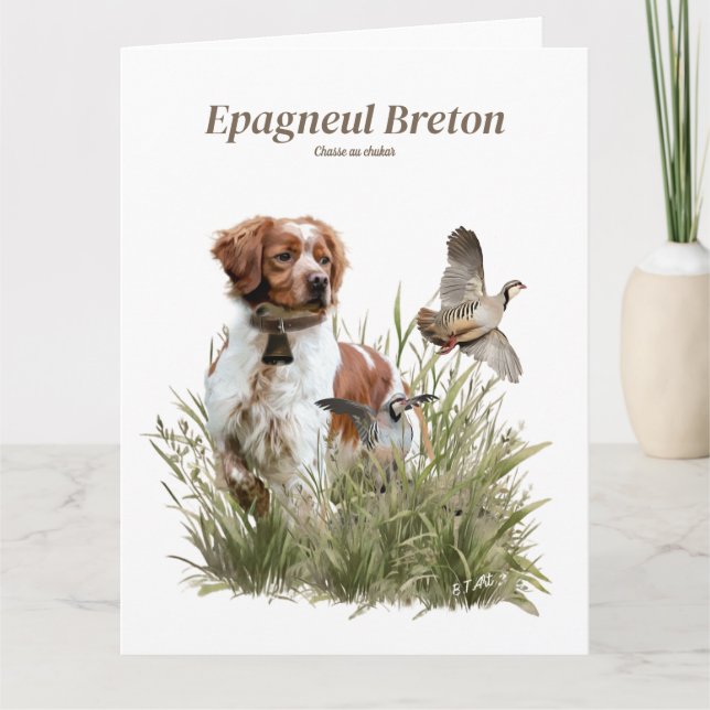 Hunting with a Brittany dog, Art  Card (Front)
