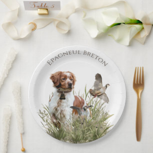 Hunting with a Brittany dog, Art  Paper Plates