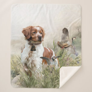 Hunting with a Brittany dog, Art Sherpa Blanket