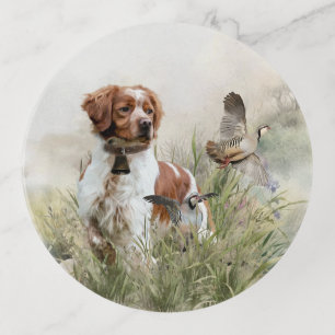 Hunting with a Brittany dog, Art  Trinket Tray