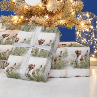 Hunting with a Brittany dog, Art Wrapping Paper