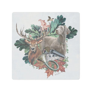 Hunting with a Weimaraner, "Grey Ghost" Metal Print