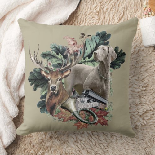 Hunting with a Weimaraner Grey Ghost Throw Pill Throw Pillow
