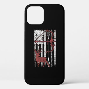 Hunting with American Flag Bow Hunting iPhone 12 Pro Case