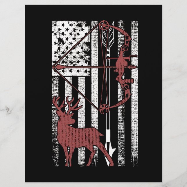 Hunting with American Flag Bow Hunting Letterhead (Front)
