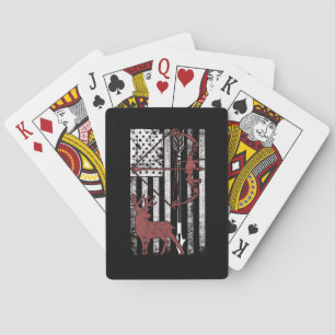 Hunting with American Flag Bow Hunting Poker Cards