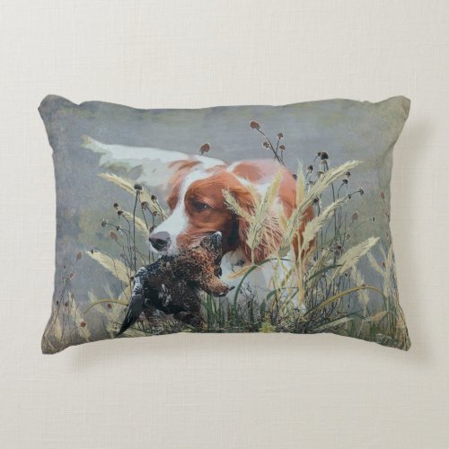 Hunting with Epagneul Breton   Accent Pillow