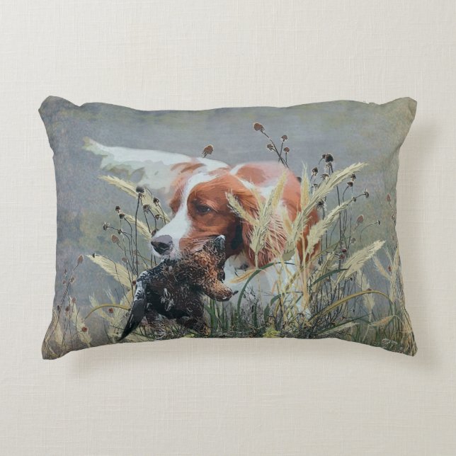 Hunting with Epagneul Breton   Accent Pillow (Front)