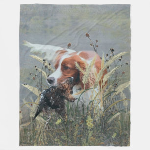 Hunting with Epagneul Breton  Fleece Blanket