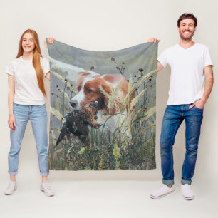 Hunting with Epagneul Breton  Fleece Blanket