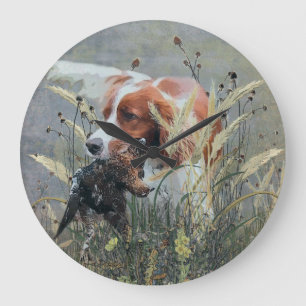 Hunting with Epagneul Breton Large Clock