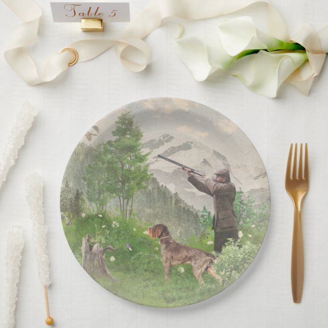 Hunting with German Wirehaired Pointer   Paper Plates (Wedding)