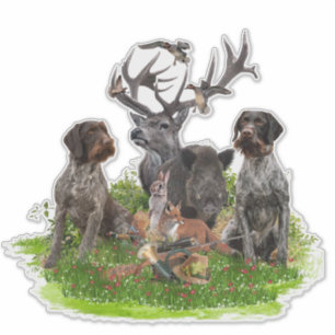 Hunting with German Wirehaired Pointer Sticker