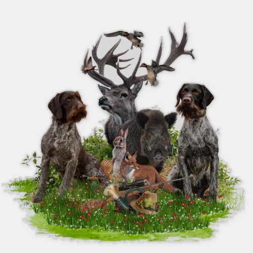 Hunting with German Wirehaired Pointer Sticker