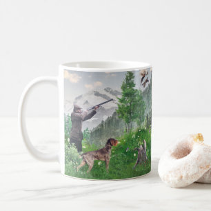 Hunting with German Wirehaired Pointer Tapestry P Coffee Mug