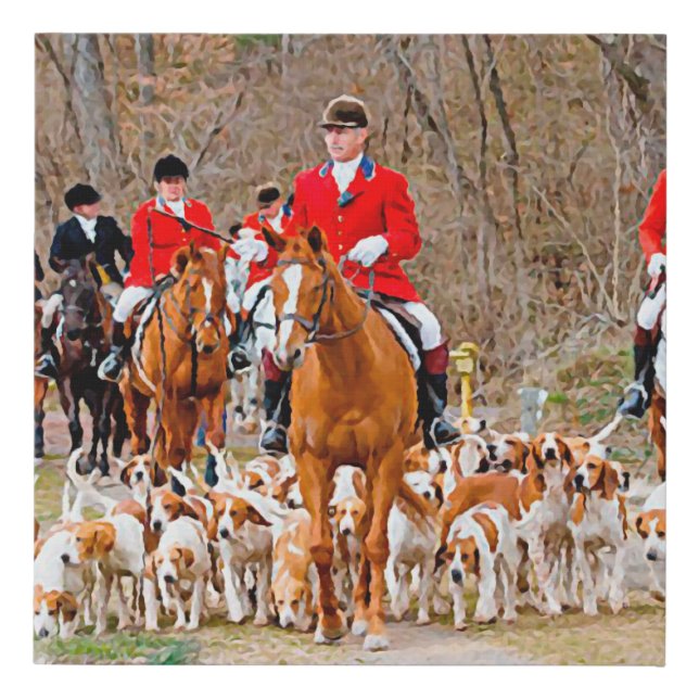 Hunting with hounds      faux canvas print (Front)